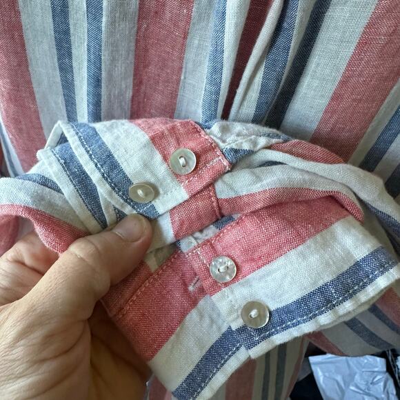 Artisan NY Large 100% Linen Button Tunic Striped Coastal Preppy Resort Wear - Picture 5 of 8